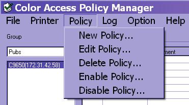 Setting Up Policy A Policy is used to set up and monitor/maintain profiles for individual users or for individual computers who will be sending jobs to the printer, It can also be used to restrict