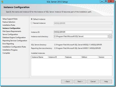 Step 3. Now you can configure the SQL instance. If this is the first instance of SQL Server on your computer, you probably want to change this setting to Default instance.