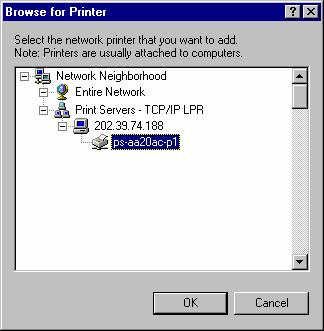 TCP/IP printing ports are located under the