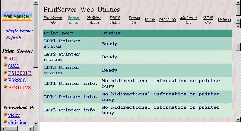 8.3.4 Getting NetWare Information The NetWare status page displays