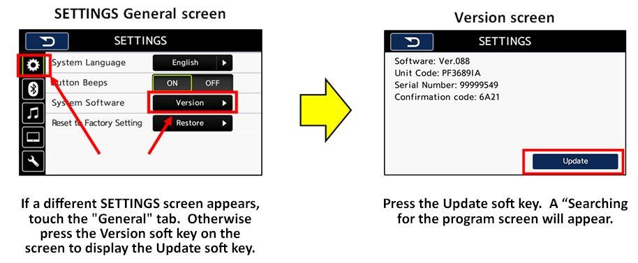 NOTE: If any of the three error screens shown below should appear after the Searching screen instead of the Start