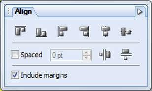 Alignment options To align the selected objects with the edges of the page, select the Include margins check