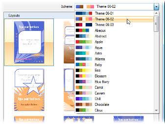 3 In the Create New Poster From Themed Layout dialog, scroll the left Themed Layouts pane and select a theme thumbnail.