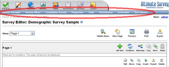 Survey Editor Ultimate Survey has made the progress of building the survey a series of progressive steps that you will take until the completion of the survey.