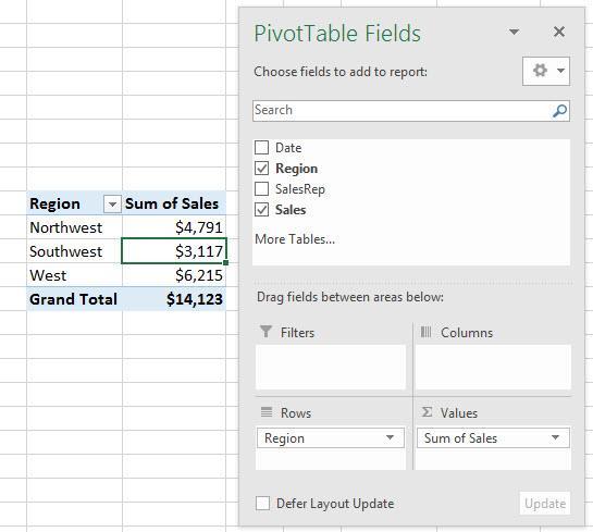 8) We can drag Number fields or Text fields to values area: i.
