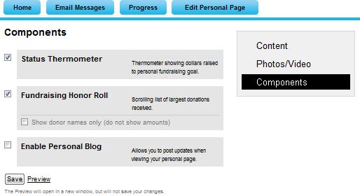 Add / Remove Personal Page Components On the Personal Page tab, the components section allows you to choose which options will appear on your personal page Step 1: From your personal page click on