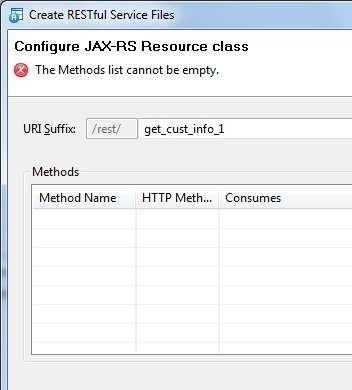 2. Click Next. 3. In the URI Suffix field, enter the URI suffix to which you want to map the resource class. Type get_cust_info_1. You will see the panel like this: 4.
