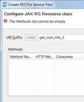 Click Next twice to go to the Configure JAX-RS resource method panel. 28.
