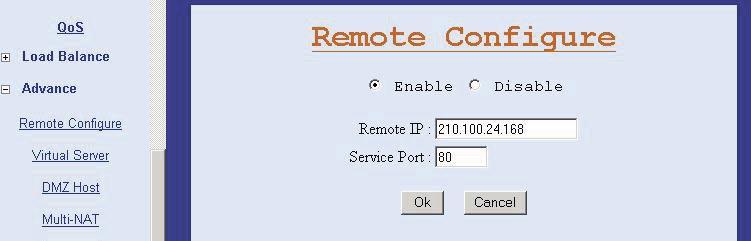 3.11 Advance 3.11.1 Remote Configure The NB750 can be managed from either local computers or remotely via the Internet.