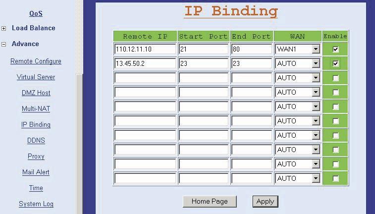 3.11.5 IP Binding (Protocol Route Control) Some Game Servers, SSL protocol users or Personal Servers require a special request for connection. These special requests include.