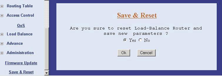 3.14 Save & Reset In order to save the configuration changes that have been made to the NB750, you must save them to the NB750 s Flash memory.
