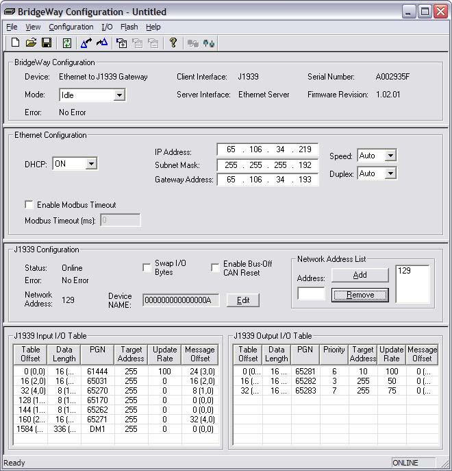 Configuration 3-3 BWConfig User Interface The BridgeWay Configuration Tool
