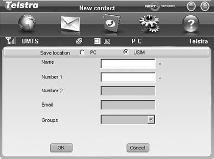 To create a new contact click New select OK to finish. New Contact, enter the details and If your stored location (Folder) is PC then you can also create a new Group.