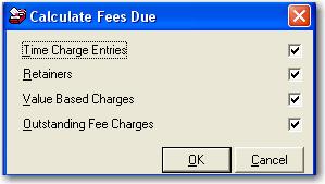 Bulk Services When you calculate fees due in Bulk Services, it will look at all fees that sit within the O/S Charges tab in Fees History, as well as Value Based Fees and Retainers, and move them to