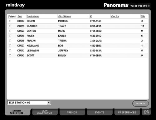Getting Started Selecting a Patient 1.7 Selecting a Patient To view patient data, it is recommended that the Panorama Central Station monitoring the patient be known.