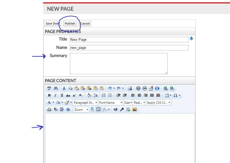 Adding a Page After creating your page, the option will come up for you to edit the page s content. You can do this now or go ahead and publish.