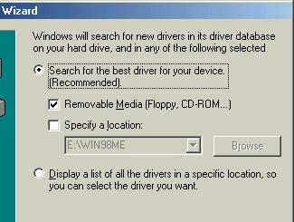 At the following prompt, select Specify the location of the driver (Advanced) option and click Next. See Fig 1-15.
