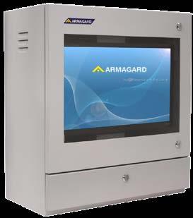 The PENC-400 The older sibling of its 300 counterpart, the Armagard- 400 series offers an improved computer workstation, utilizing a larger body design, a 22 widescreen window, and a