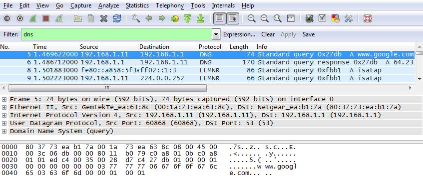 Part 2: Use Wireshark to Capture DNS Queries and Responses In Part 2, you will set up Wireshark to capture DNS query and response packets to demonstrate the use of the UDP transport protocol while