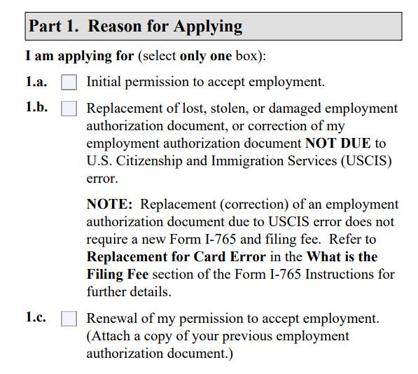 Part 1. Reason for Applying Select this reason when: It is your first time applying for pre-completion OPT.