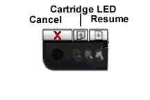 Buttons and LED Lights indicators: Manual for MantraJet 1100 rev 1.03 Cancel button Cancels the current print. Cartridge LED Flashing LED might indicate ink cartridges ink levels are low.