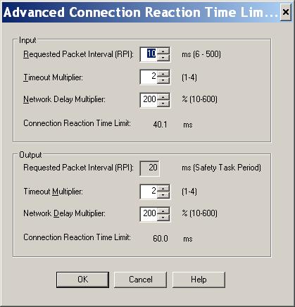 Appendix C Reaction Times 3. Click Advanced to open the Advanced Connection Reaction Time Limit dialog box.