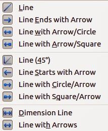 Choosing line endings Several types of line endings (arrows, circles, squares, and others) are available in Draw.