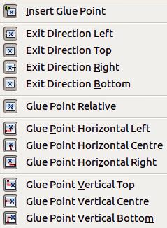 Figure 19: Glue Points toolbar and available tools Glue points are not the same as the selection handles of an object. The handles are for moving or changing the shape of an object.