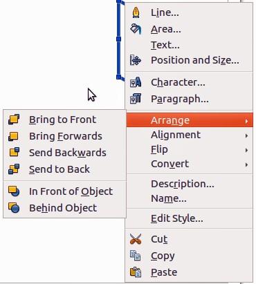 This context menu provides access to the options available and allows you to change object attributes without having