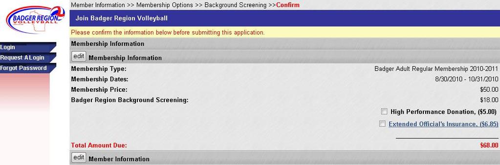Click Continue and Process Background Screening. This box will pop up. You will have $18.