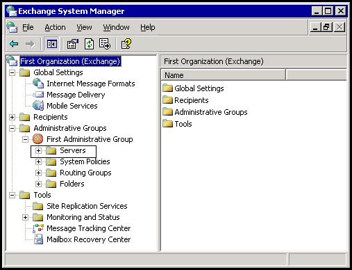 a) Open Exchange System Manager and expand Administrative Groups>> First Administrative Group>> Servers b) Right click on the Server object and chose New>> Recovery Storage Group c) A Recovery