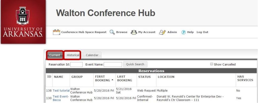 View Requests Once you login, you are able to view a record of your requests. Click on Conference Hub Space Request and View My Requests.