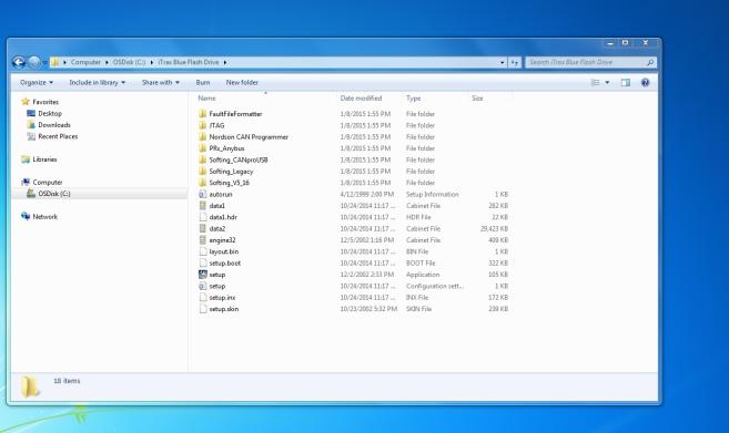 . Copy all folders and files from the flash drive to the itrax Blue Flash Drive folder.