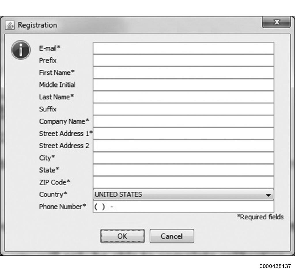 GETTING STARTED Request Additional Users Figure 15 Registration Window To request additional users, select Request Additional Users menu option (Figure 10, Item 1) to open the