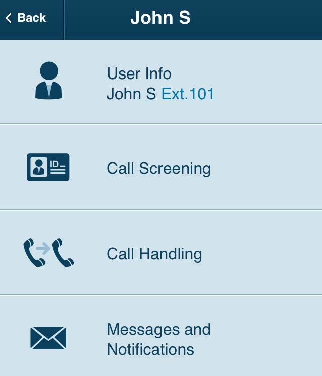 RingCentral Office@Hand from AT&T Mobile App Administrator Guide Administrator Settings My Extension Settings Under the Settings menu, the My Extension Settings menu is where you access all