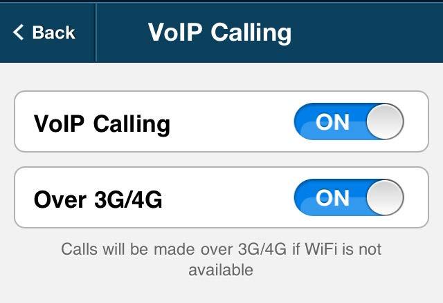 Tips Logout VoIP Calling Turn VoIP Calling to On to allow outbound calls to use WiFi connections, if present.