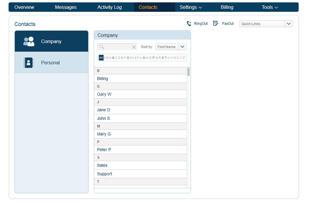 Contacts Contacts includes Company contacts which are all the users of your RingCentral system.