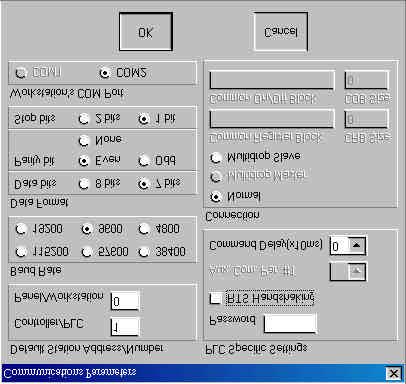 PWS Setting Operating Parameters You can use Communication Parameter dialog box of ADP3 to set the parameters for the communications between your PWS3260 and PLC.