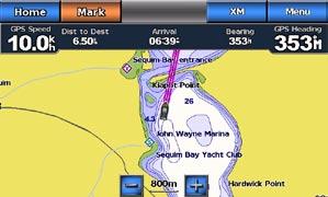 Marine Mode: Getting Started Navigating Directly to a Destination 1. From the Home screen, touch Charts > Navigation Chart. 2. On the Navigation chart, touch the place you would like to navigate to.