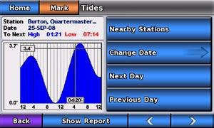 Marine Mode: Viewing Almanac Data Use the Information screen to access almanac data about tides and currents, as well as sun and moon (celestial) data.