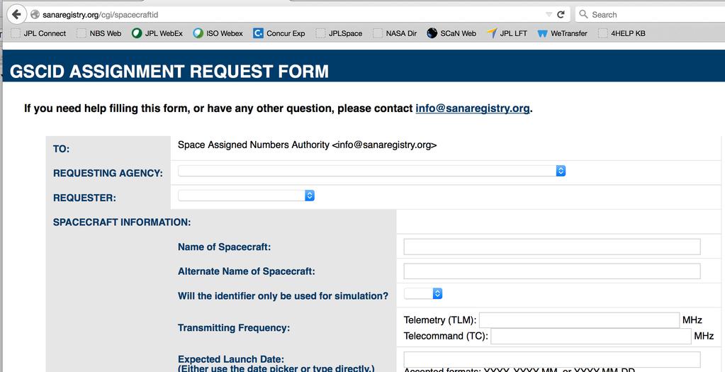 ANNEX B SCID REQUEST FORM (INFORMATIVE) This annex provides an example, as of the date of publication, of the official, on-line, form that