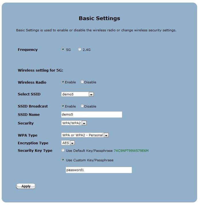 R3000 Wireless Router Basic Settings Click Basic Settings from any Wireless screen to generate the Basic Settings screen.