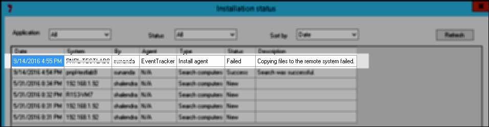 ** IMPORTANT NOTE: If the user gets an error displaying Copying files to the remote system failed in the Installation status, as shown in the figure, follow the steps mentioned below: Figure: 21 1.