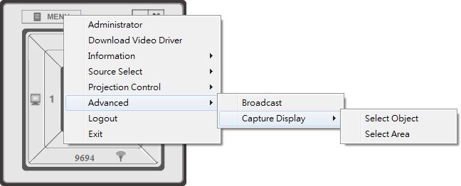 NOTE: Broadcast will not work when doing the presentation. Please stop the presentation before use 2-8 Capture Display To display a specific area from your computer desktop to the projector.