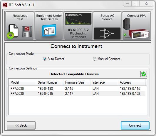 5.3 Connect to Instrument screen.