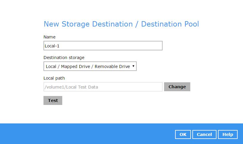 10. In the New Storage Destination / Destination Pool window, select the destination type and destination storage. Then, click OK to confirm your selection. 11.