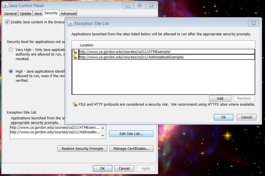 Java Applet ATMExample Note You Must add Security