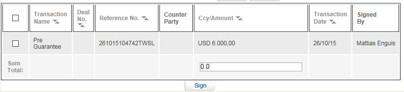3. Select the required items by entering data in one or more of the following fields, or by selecting data from the dropdown lists: Transaction Name Deal Type Deal No.