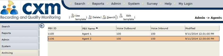 Select the Voice tab in the bottom pane. Adjust the scroll bars to set the desired percentage for various types of calls to be recorded.