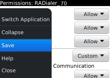 Select the check box for Set Application Permissions, and then select Download. 4. Set all permissions to Allow. Select the BlackBerry button > Save to save permissions.